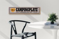 Holzschild Spruch 46x10cm Campinglatz schönster Ort Welt Dekoration