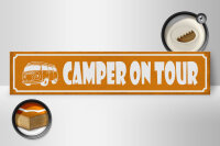 Holzschild Spruch 46x10cm Camper on tour Camping Dekoration