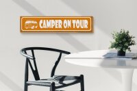 Holzschild Spruch 46x10cm Camper on tour Camping Dekoration