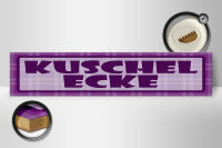 Holzschild Hinweis 46x10 cm  Kuschelecke lila Schild