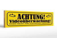 Holzschild Hinweis 46x10 cm Achtung Videoüberwacht...
