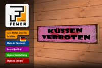 Holzschild Hinweis  46x10 cm Küssen verboten Kussmund Deko Schild