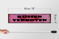 Holzschild Hinweis  46x10 cm Küssen verboten Kussmund Deko Schild