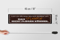 Holzschild Spruch 46x10cm spinnen nicht fliegen können Dekoration