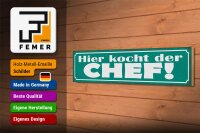 Holzschild Spruch 46x10cm hier kocht der Chef Dekoration