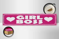 Holzschild Hinweis 46x10cm Girl Boss pink Herz Geschenk Dekoration