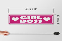 Holzschild Hinweis 46x10cm Girl Boss pink Herz Geschenk Dekoration