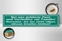 Holzschild Spruch 46x10cm Bei uns gehören Zwei- und Vierbeiner
