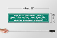 Holzschild Spruch 46x10cm Bei uns gehören Zwei- und Vierbeiner