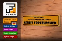 Holzschild Spruch 46x10cm Vorsicht freilaufender Chef Dekoration
