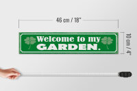 Holzschild Spruch 46x10cm Welcome to my Garden Garten Dekoration