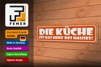 Holzschild Spruch 46x10cm Küche ist das Herz des Hauses Dekoration