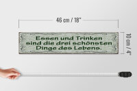 Holzschild Spruch 46x10cm Essen Trinken 3 schönste Dinge