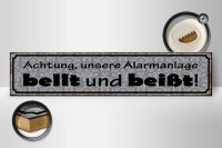 Holzschild Hinweis 46x10cm Achtung Alarmanlage bellt beißt Dekoration