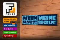 Holzschild Hinweis 46x10cm Mein Haus meine Regeln Dekoration