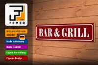 Holzschild Hinweis 46x10cm Bar & Grill Dekoration