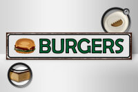 Holzschild Hinweis 46x10cm Burger Fast Food Dekoration