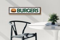 Holzschild Hinweis 46x10cm Burger Fast Food Dekoration