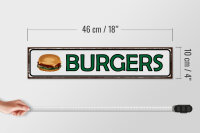 Holzschild Hinweis 46x10cm Burger Fast Food Dekoration