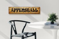 Holzschild Hinweis 46x10cm Affenstall Dekoration