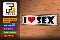 Holzschild Spruch 46x10cm I Love Sex Dekoration