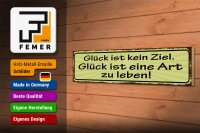 Holzschild Spruch 46x10cm Glück kein Ziel ist Art zu leben Dekoration