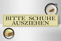 Holzschild Hinweis 46x10cm Bitte Schuhe ausziehen Dekoration