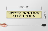 Holzschild Hinweis 46x10cm Bitte Schuhe ausziehen Dekoration