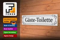 Holzschild Hinweis 46x10cm Gäste-Toilette Dekoration