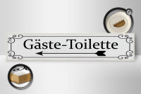Holzschild Hinweis 46x10cm Gäste-Toilette links Pfeil Dekoration