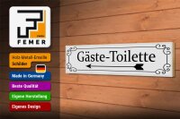 Holzschild Hinweis 46x10cm Gäste-Toilette links Pfeil Dekoration