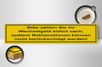 Holzschild Hinweis 46x10cm Bitte zählen Sie Wechselgeld Dekoration