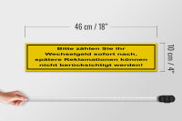 Holzschild Hinweis 46x10cm Bitte zählen Sie Wechselgeld Dekoration