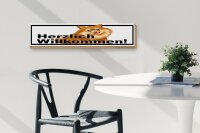 Holzschild Spruch 46x10cm Herzlich Willkommen Hunde Dekoration