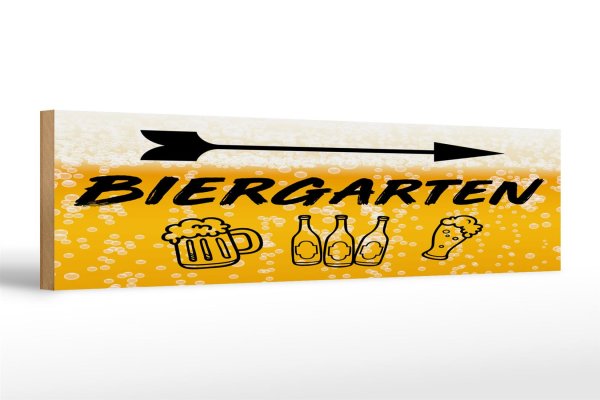 Holzschild 46x10cm Biergarten rechts Bier Geschenk Dekoration