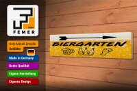 Holzschild 46x10cm Biergarten rechts Bier Geschenk Dekoration