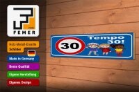 Holzschild Hinweis 46x10cm Tempo 30 Kinder Dekoration