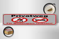 Holzschild Hinweis 46x10cm Privatweg Wintersport verboten Dekoration