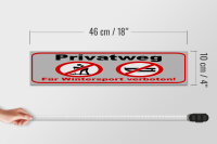 Holzschild Hinweis 46x10cm Privatweg Wintersport verboten Dekoration