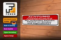 Holzschild Hinweis 46x10cm Achtung Jugendschutz Dekoration