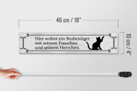 Holzschild Spruch 46x10cm Katze hier wohnt ein Stubentiger Dekoration