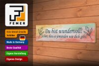 Holzschild Spruch 46x10cm du bist wundervoll schön das es Dekoration
