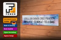 Holzschild Spruch 46x10cm stell dir 3 Fragen will ich das Dekoration