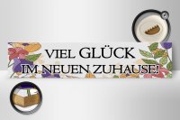 Holzschild Hinweis 46x10cm viel Glück im neuen Zuhause Dekoration