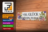 Holzschild Hinweis 46x10cm viel Glück im neuen Zuhause Dekoration