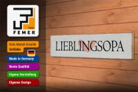 Holzschild Hinweis 46x10cm Lieblingsopa Herz Geschenk Dekoration