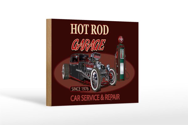 Holzschild Auto 18x12cm hot rod Garage car service repair