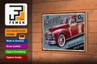 Holzschild Retro 18x12cm Auto Garage service parts open 24