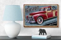 Holzschild Retro 18x12cm Auto Garage service parts open 24