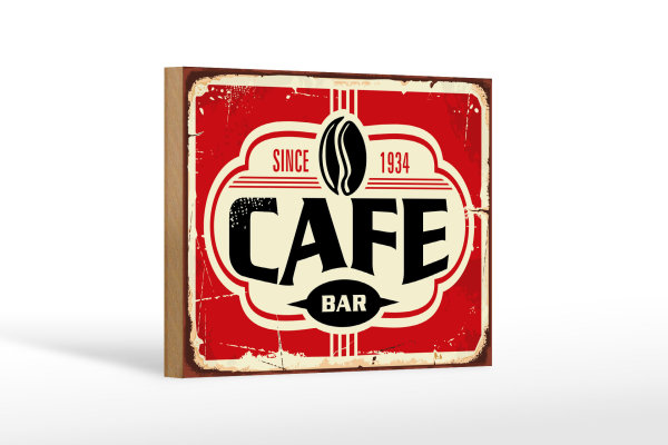 Holzschild Retro 18x12cm Cafe bar Kaffee since 1934